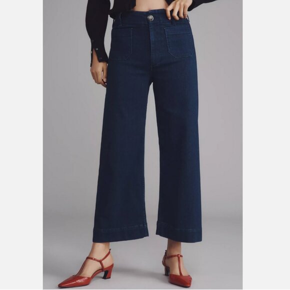 Anthropologie The Colette Crop High-Rise Wide-Leg Jeans by Maeve 26P 26 P NWT - Picture 2 of 8